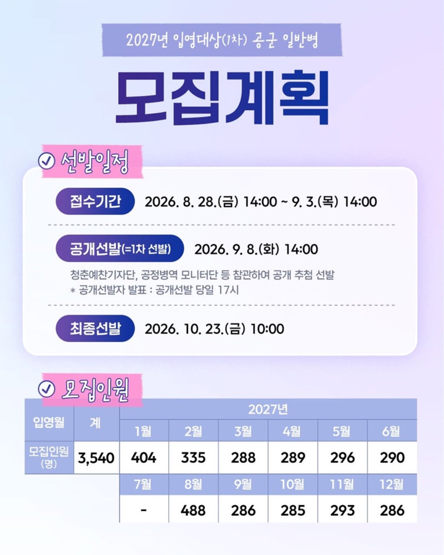 2027 공군 일반병 접수 기간 안내