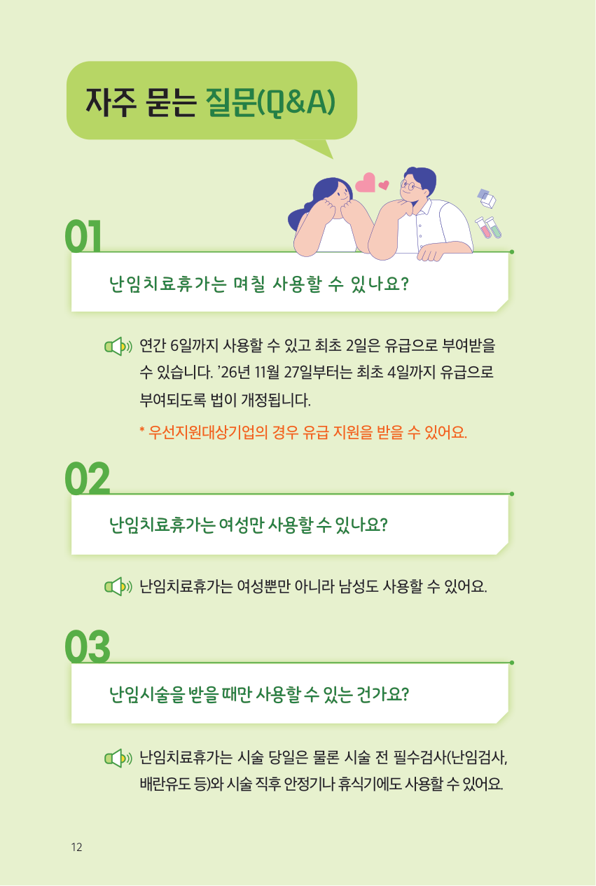 난임치료휴가 사용 일수와 남성 사용 가능 여부 안내