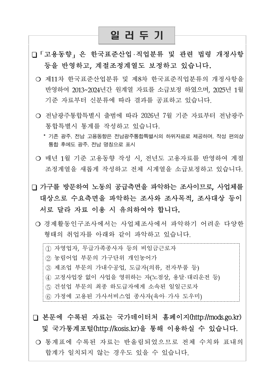 7월 고용동향 핵심 요약
