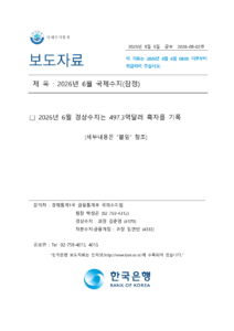 6월 경상수지 497.3억 달러 흑자, 반도체 수출과 상품수지 수치