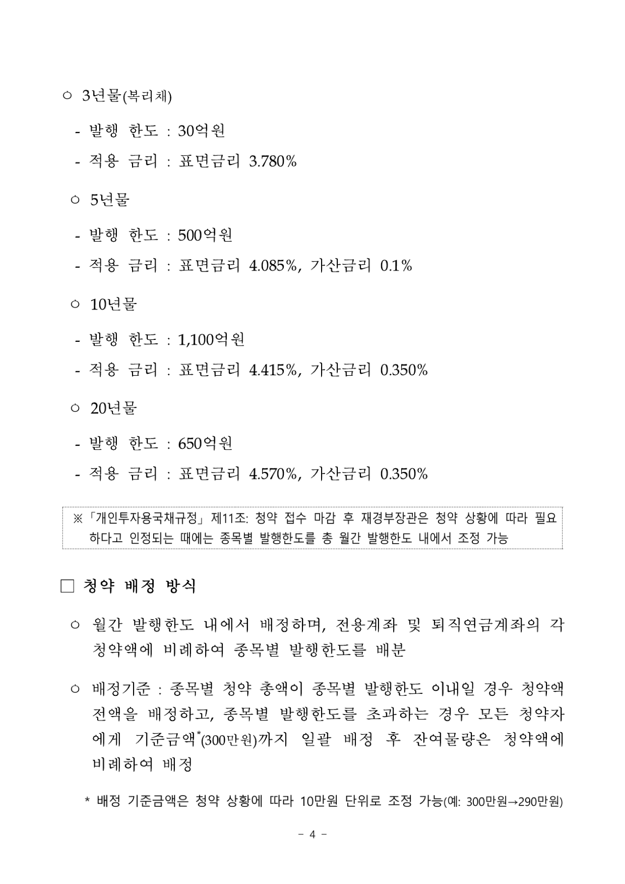 개인투자용 국채 만기 보유 수익률