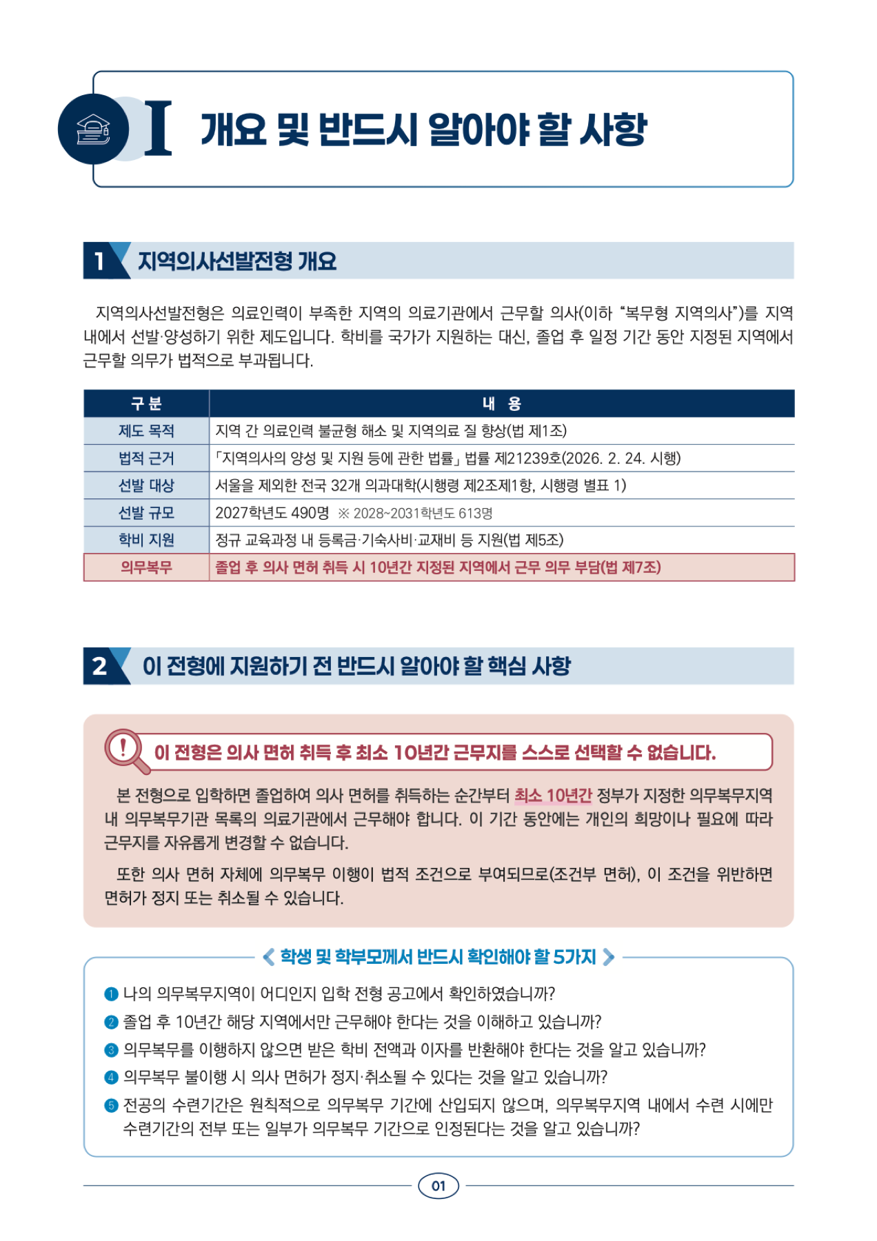 지역의사 의무복무 안내