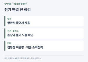 가을 캠핑 안전수칙: 릴선·텐트·잔불 점검 순서