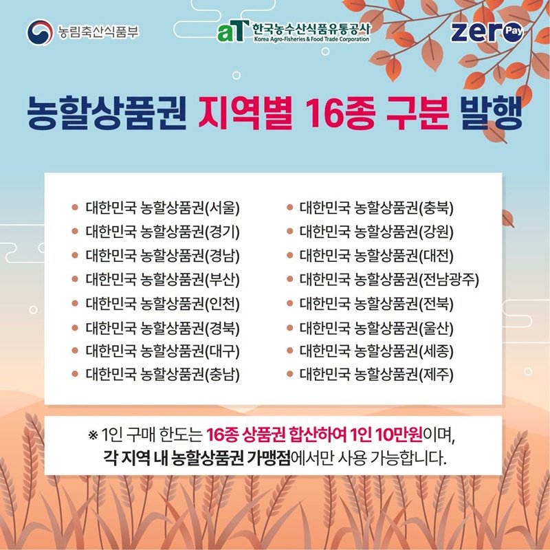 농할상품권 16개 지역 구분