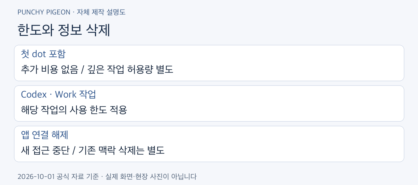 ChatGPT dots 한도와 정보 삭제