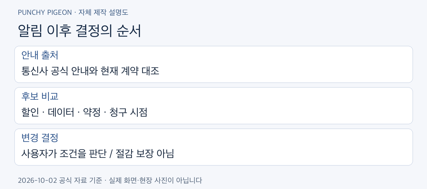 최적요금제 고지 알림 이후 결정의 순서