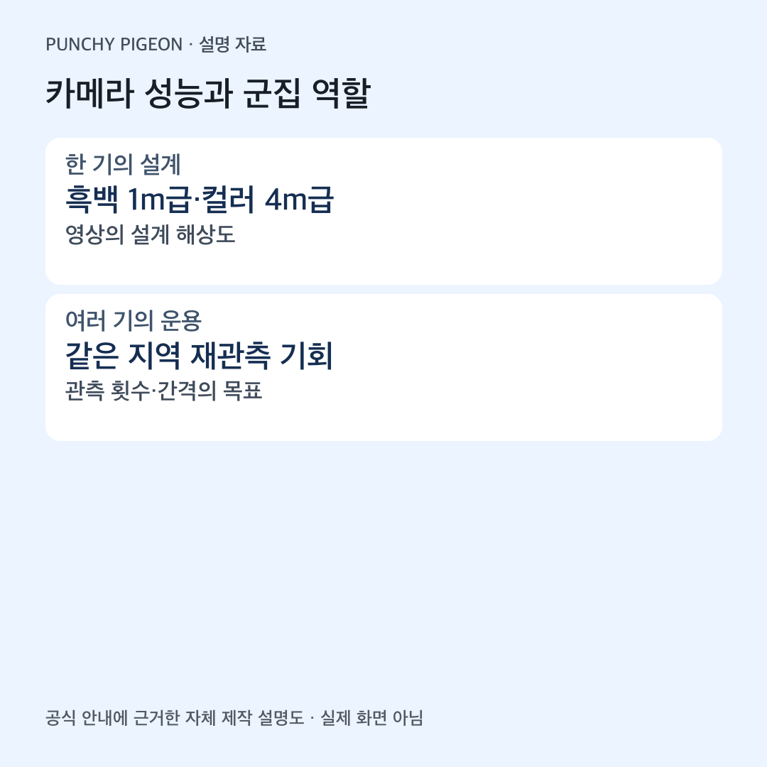 네온샛 한 기의 설계 해상도와 여러 기의 반복 관측 역할 비교