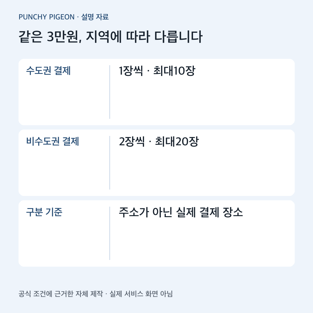 같은 3만원, 지역에 따라 다릅니다 자체 제작 설명도